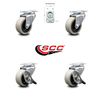 Service Caster 2 Inch Thermoplastic Wheel Top Plate Caster Set with 2 Brakes SCC-05S210-TPRS-2-SLB-2